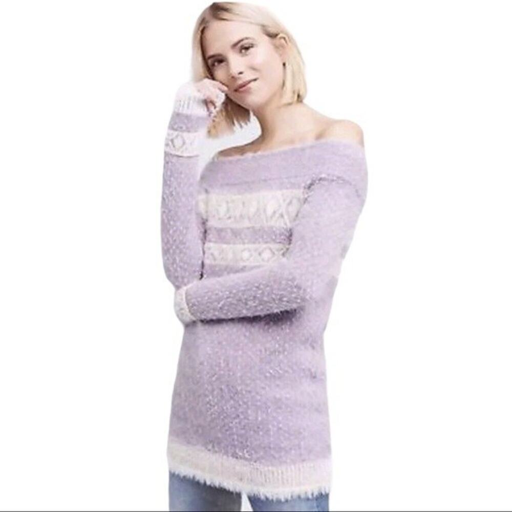 New Anthropologie by Sleeping on Snow Faroe Fair Isle Eyelash Sweater $118 Sz S